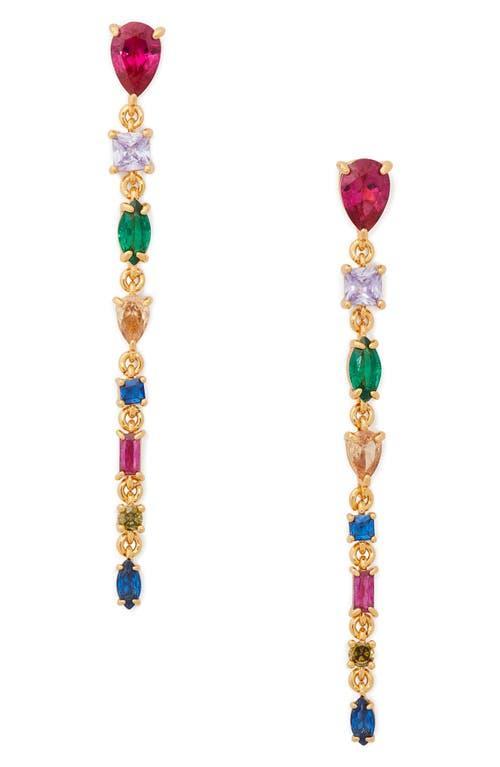 Womens Gold-Plated & Cubic Zirconia Linear Drop Earrings Product Image