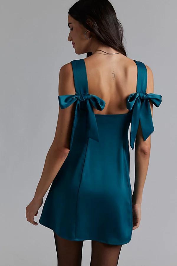 Urban Outfitters UO Bri Double Bow Satin Mini Dress Womens at Urban Outfitters Product Image