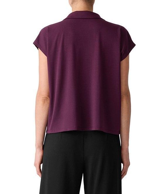 Eileen Fisher Jersey Knit Collar V-Neck Cap Sleeve Top Product Image