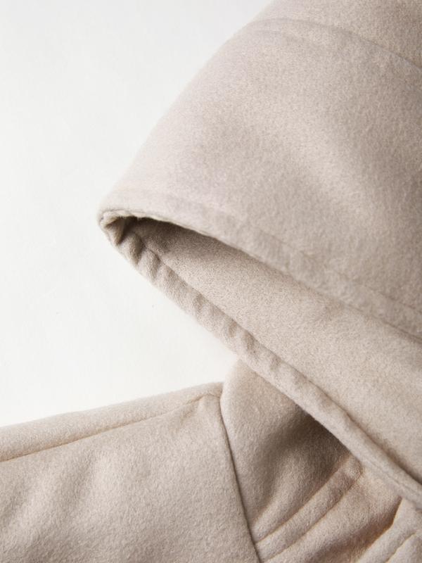 Padded Wool Blend Hooded Long Coat Product Image