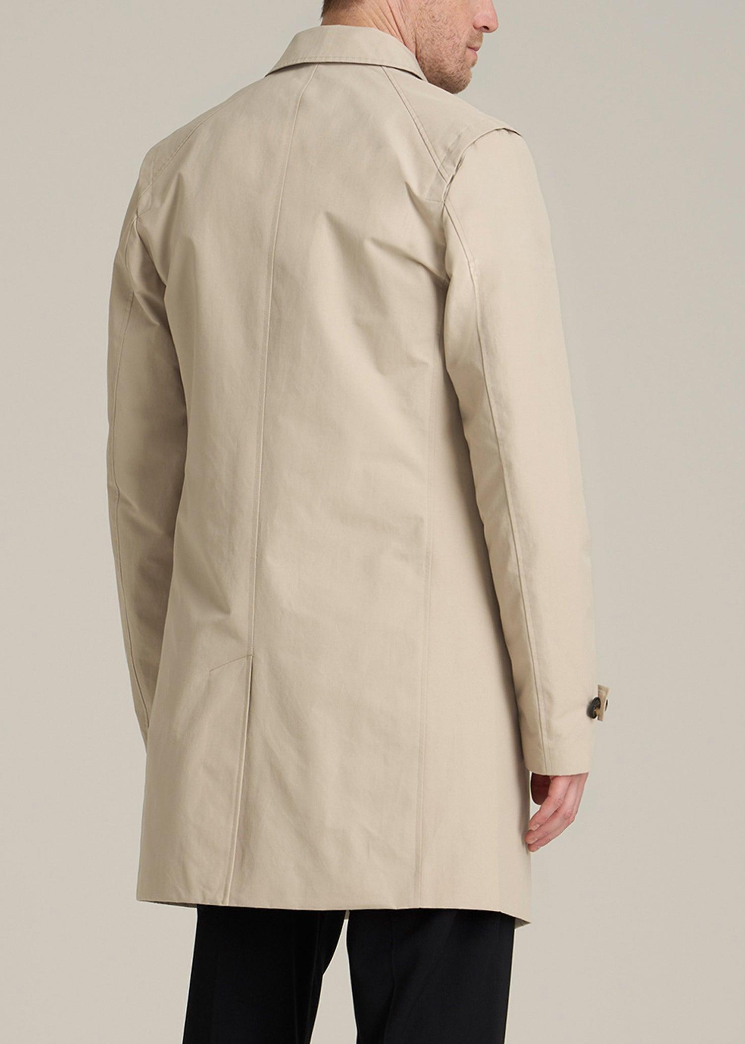 Minimalist Trench Coat for Tall Men in Light Khaki Male Product Image