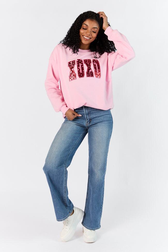 XOXO Patch Light Pink Oversized Sweatshirt SALE Product Image