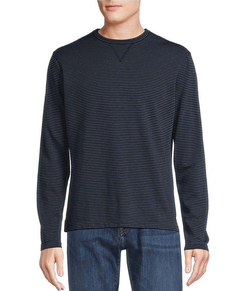 Cremieux Blue Label Long Sleeve Double Knit Stripe Crew Neck T-Shirt Product Image