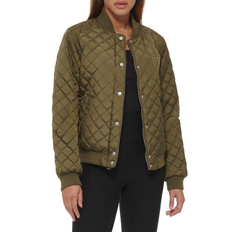 Womens Levis Diamond Quilted Bomber Jacket with Sherpa Lining Green Product Image