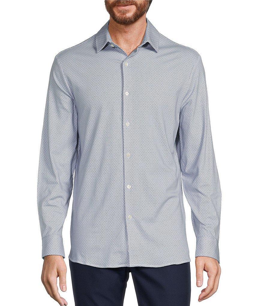 Hart Schaffner Marx State Street Essentials Albini 4FLEX Long Sleeve Geo Printed Coat Front Shirt Product Image