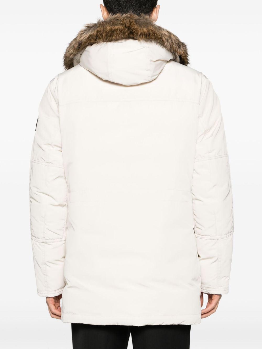 Dadico Faux-fur Trim Padded Hooded Jacket In Neutrals Product Image