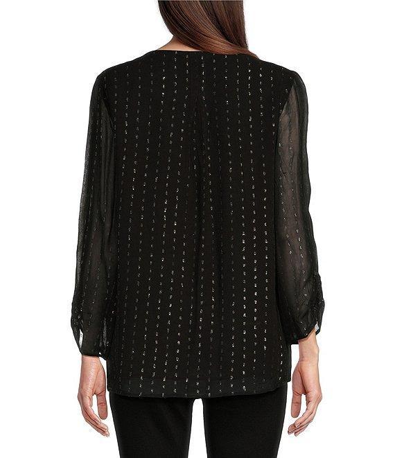 Tru Luxe Patchwork Bateau Long Sleeve Tunic Product Image