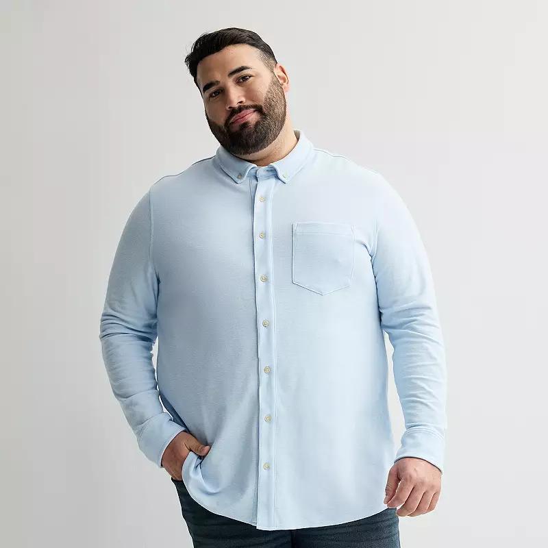 Big & Tall Sonoma Goods For Life® Everyday Long Sleeve Knit Button-Down Shirt, Men's,  Product Image