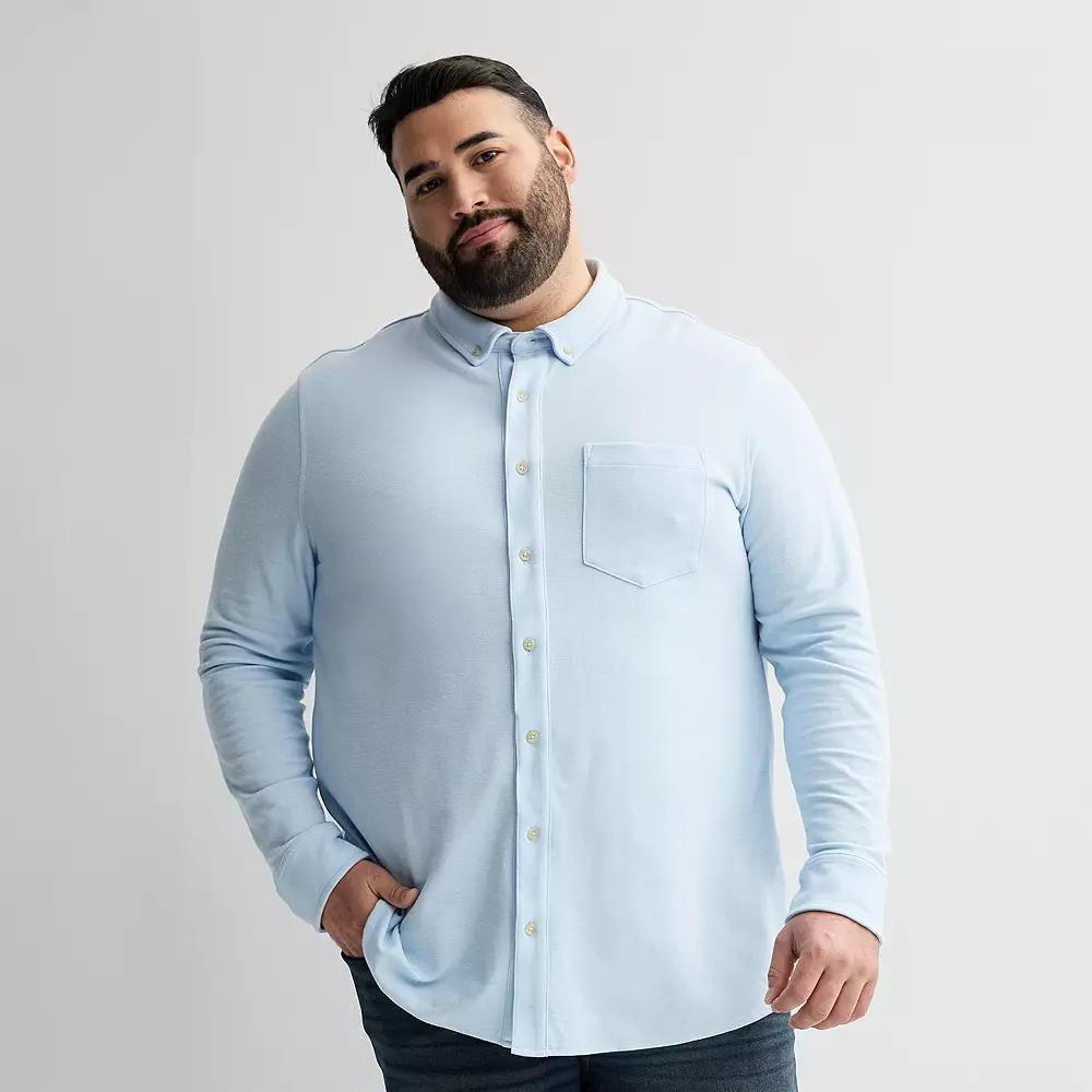 Big & Tall Sonoma Goods For Life® Everyday Long Sleeve Knit Button-Down Shirt, Men's,  Product Image