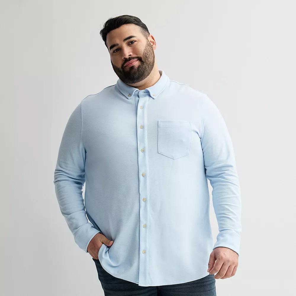 Big & Tall Sonoma Goods For Life® Everyday Long Sleeve Knit Button-Down Shirt, Men's,  Product Image
