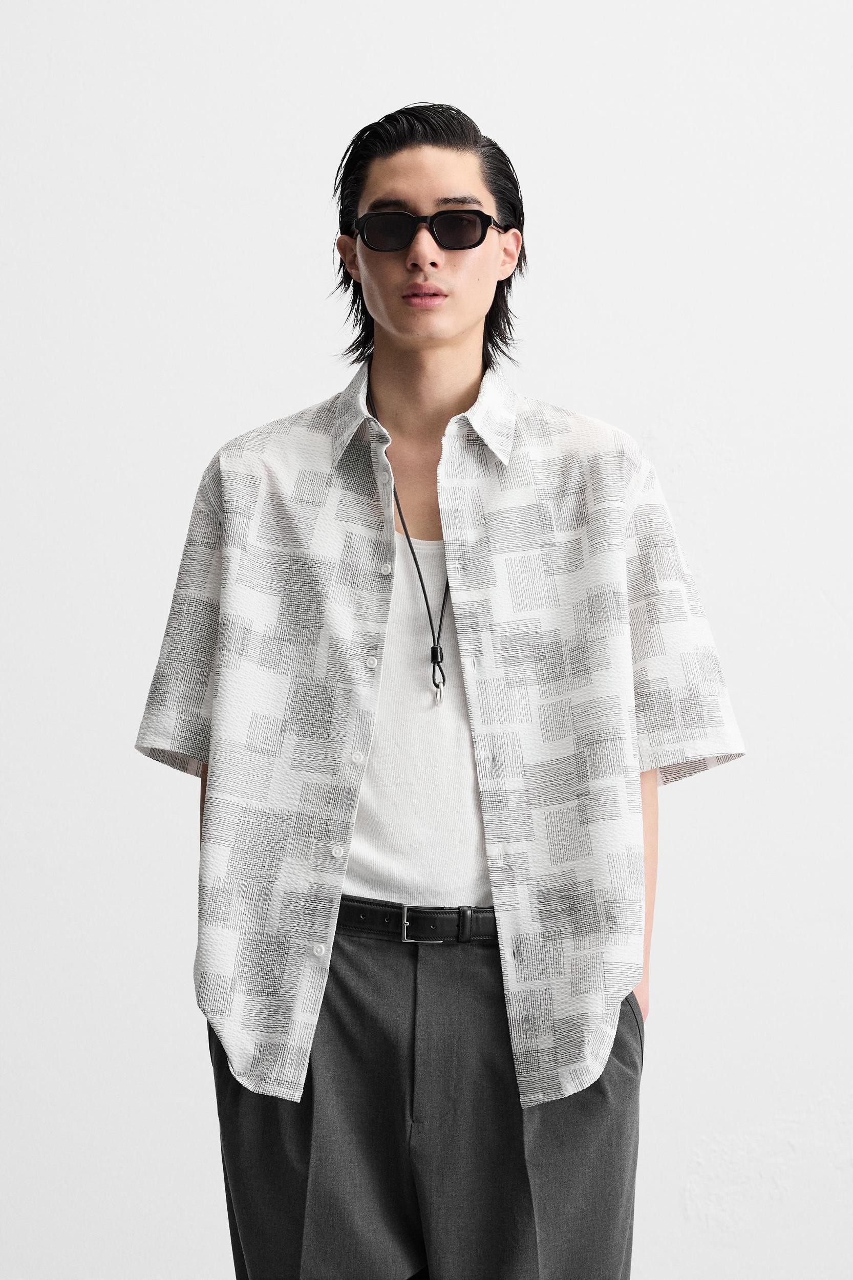 SEERSUCKER ABSTRACT PRINT SHIRT Product Image