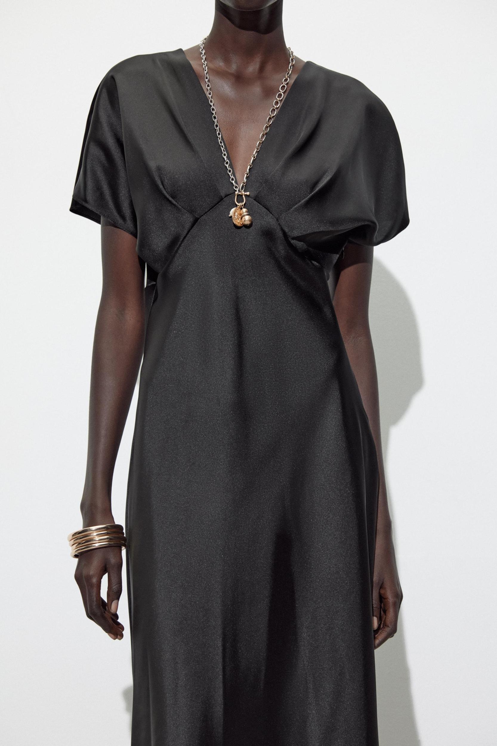 SATIN EFFECT MIDI DRESS Product Image