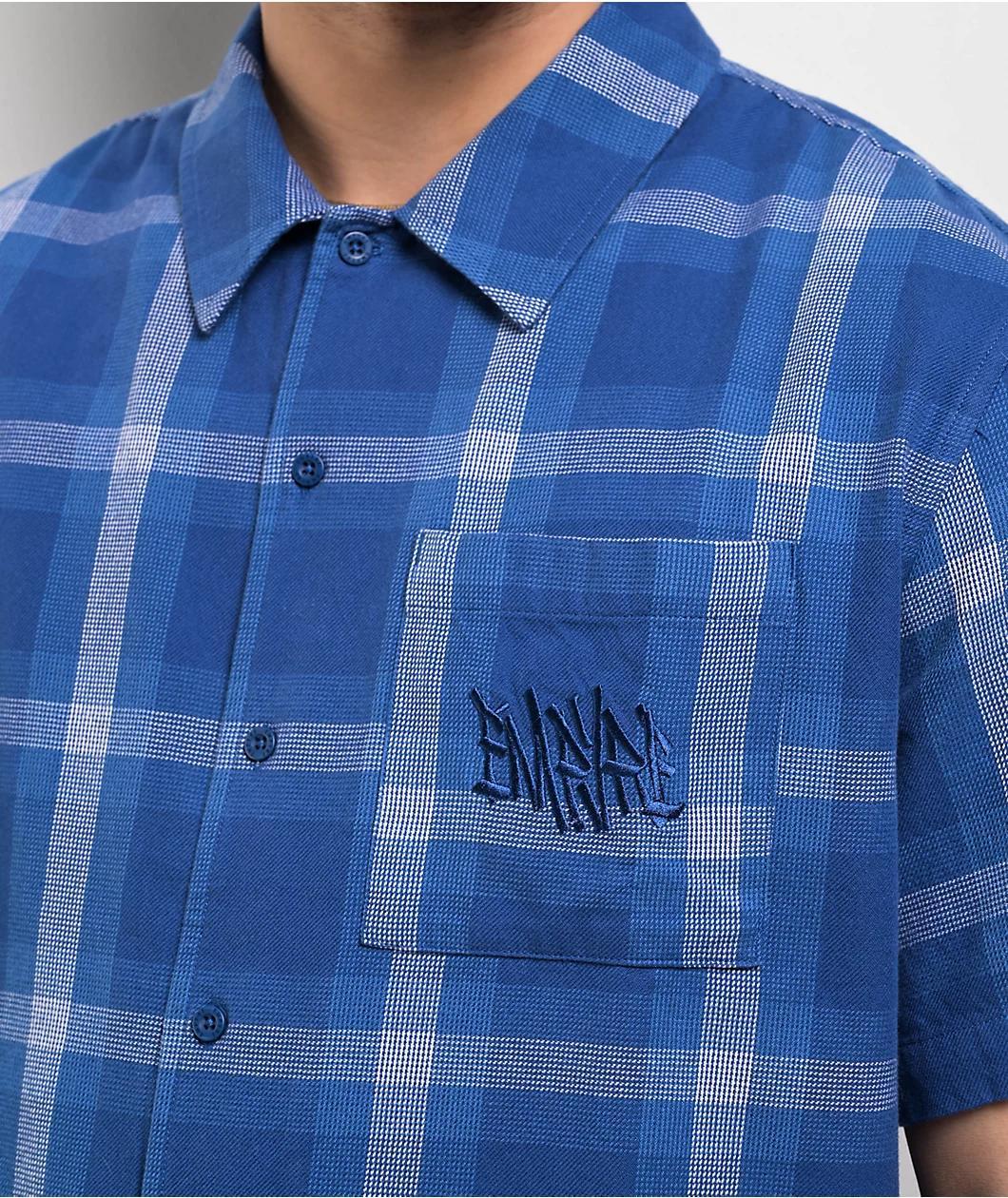 Empyre Glen Shadow Plaid Blue Button Up Shirt Product Image
