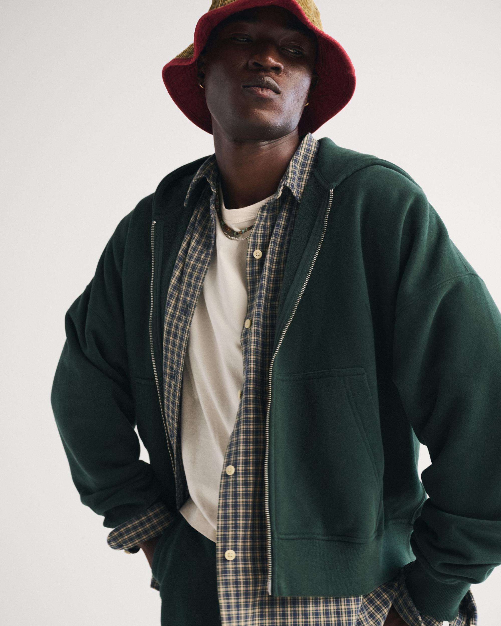 Cropped Essential Full-Zip Hoodie Product Image