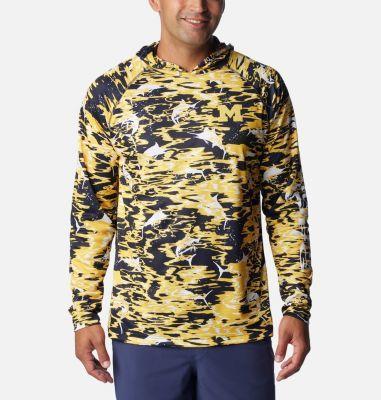 Columbia Mens Collegiate PFG Super Terminal Tackle Hoodie - Michigan- Product Image