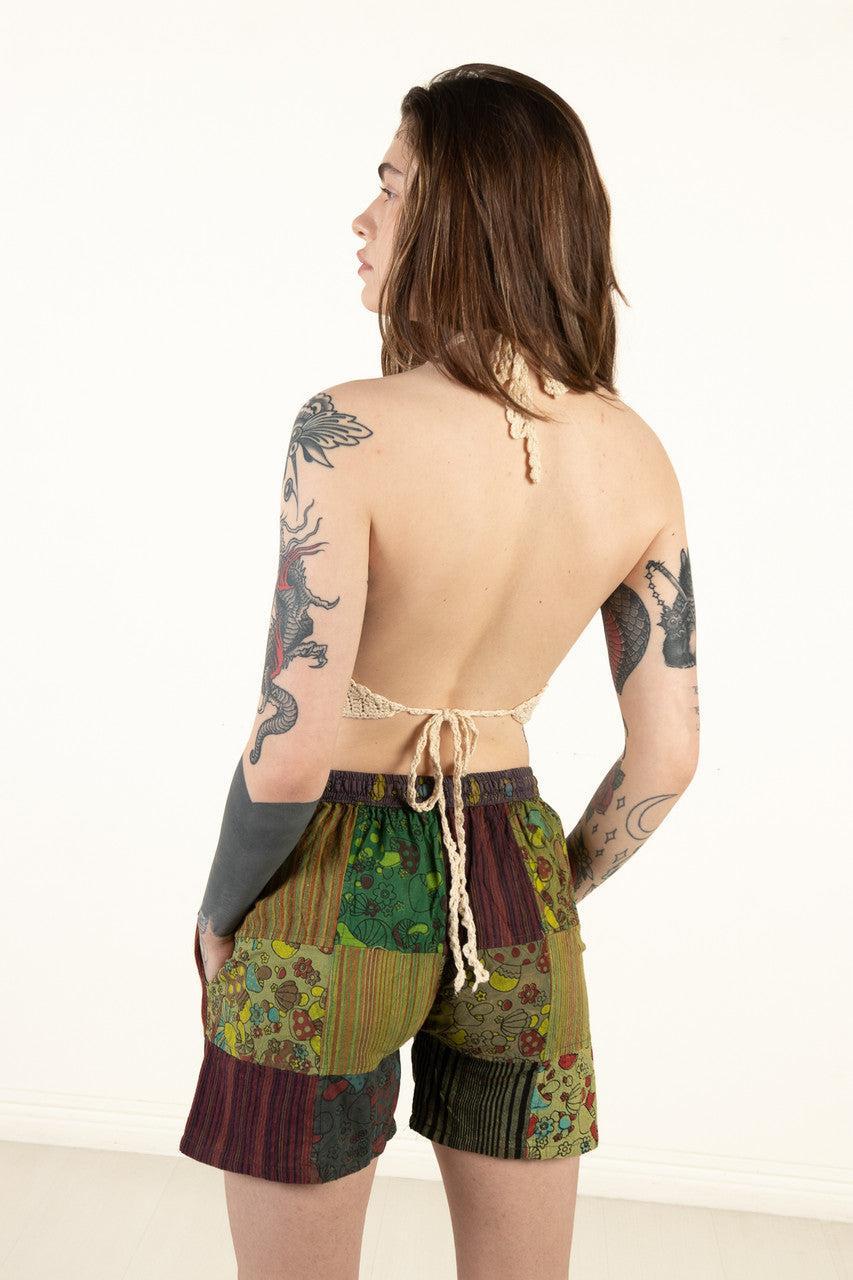 Mushroom Striped Patchwork Shorts Product Image