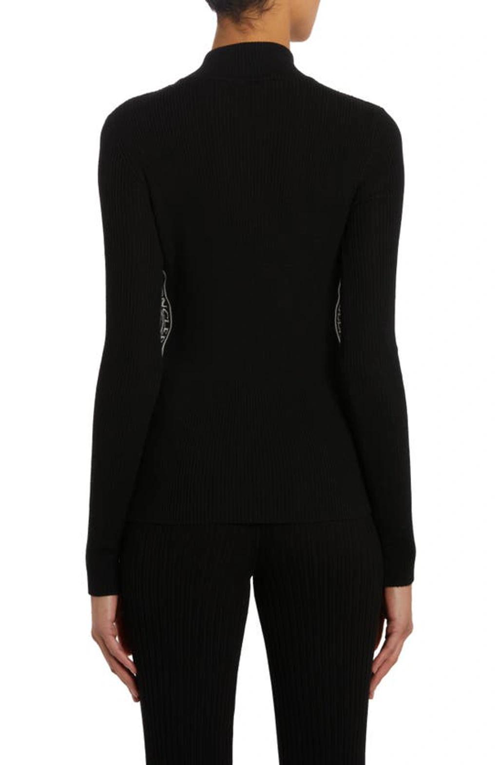 MONCLER Quarter Zip Mock Neck Sweater In Black Product Image