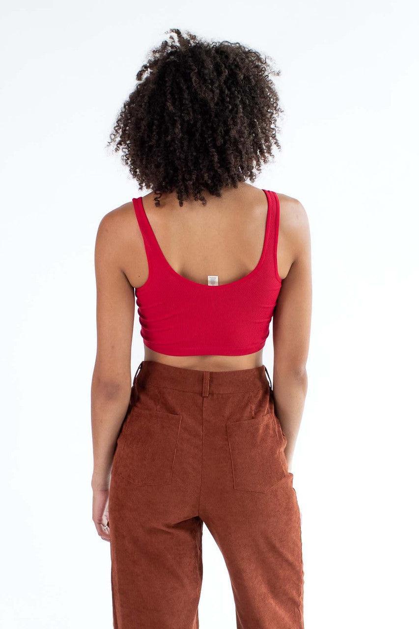 Red Seamless Henley Tank Top Product Image