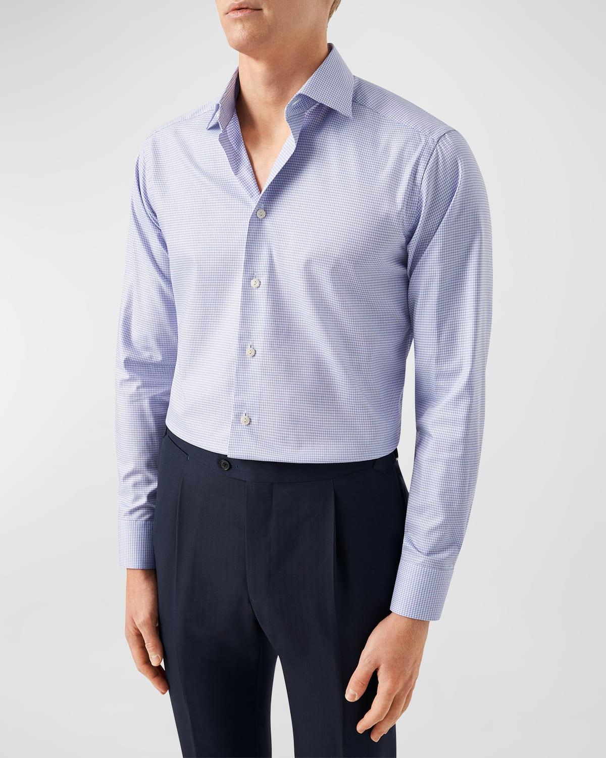 Mens Cotton Micro-Check Contemporary-Fit Dress Shirt Product Image