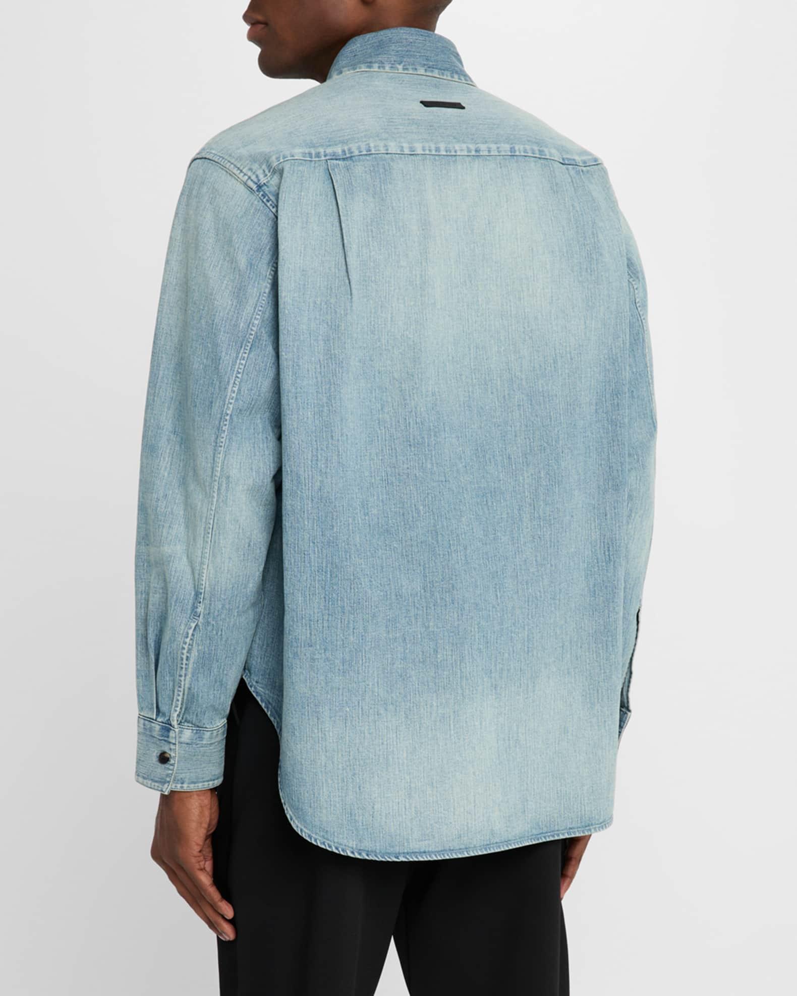 Men's Denim Button-Down Shirt Product Image