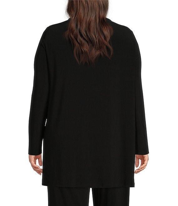 Investments Plus Size Soft Separates Long Sleeve Open Front Side Slit Jacket Product Image