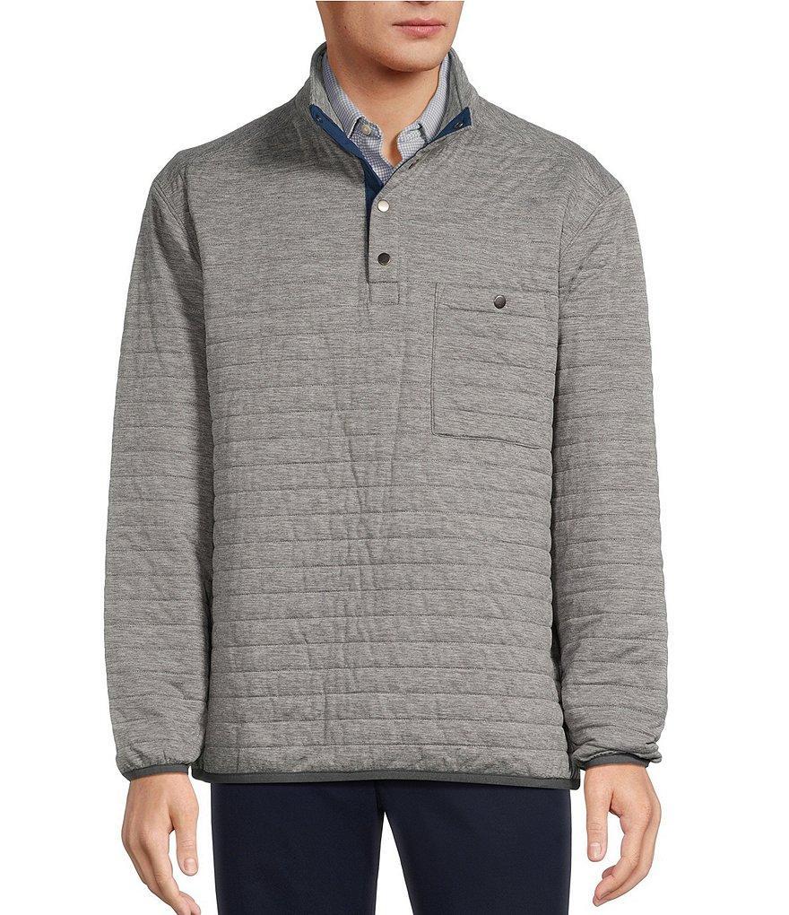 Roundtree & Yorke Long Sleeve Solid Quilted Snap Mockneck Pullover Product Image