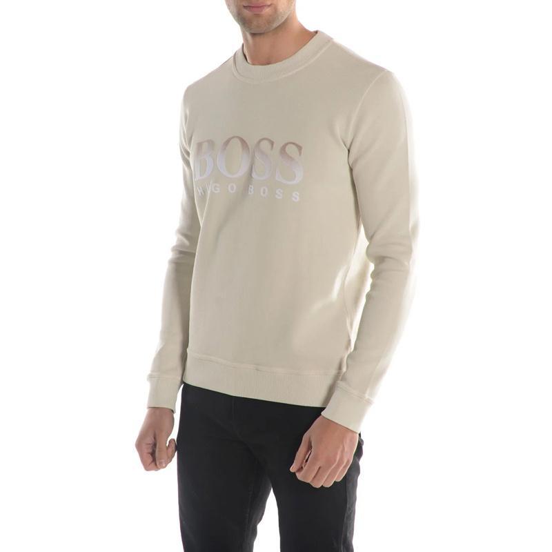 HUGO BOSS Round-necked Logo Sweater In Nude Product Image