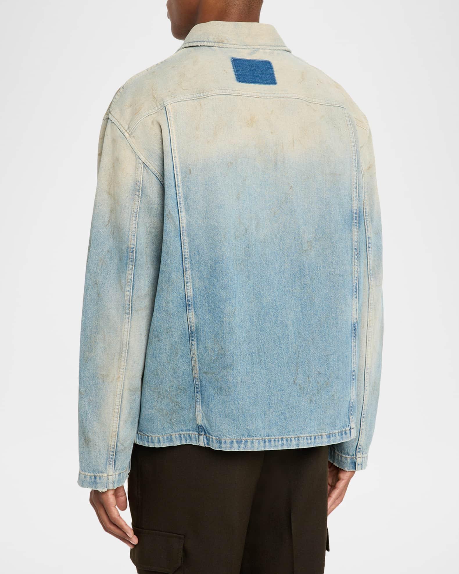 Men's Distressed-Effect Full-Zip Denim Jacket Product Image