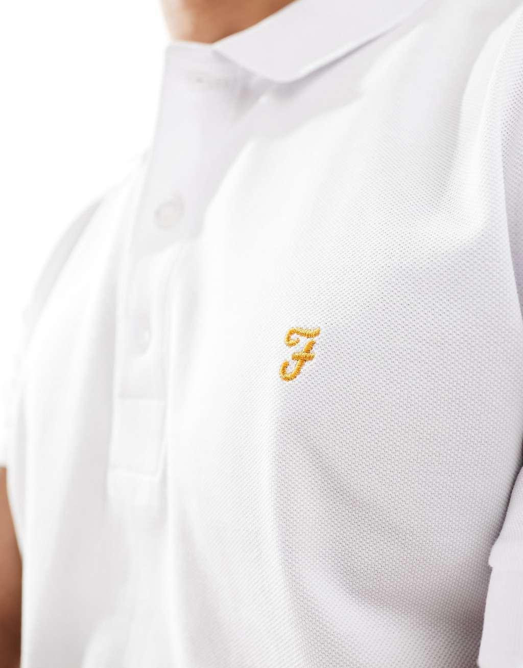 Farah Blanes short sleeve polo shirt in white Product Image