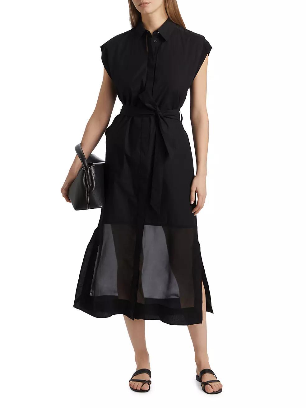 Vance Cotton Sheer-Hem Midi Shirtdress Product Image