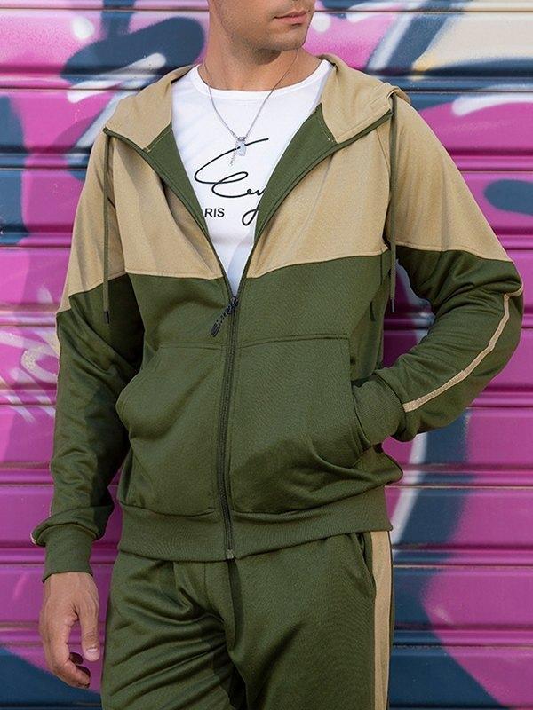 Men's Color Block Long Sleeve Tracksuit Set Product Image