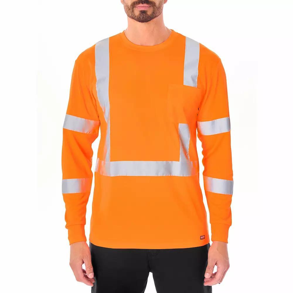 Men's Smith's Workwear Long Sleeve High-Visibility Reflective Safety Tee,  Product Image