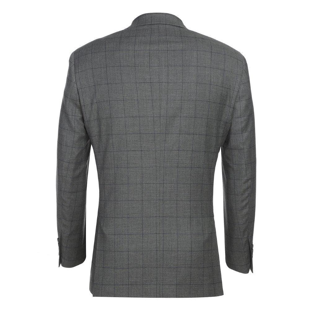 Men's 2 Piece Slim Fit Gray Check Double Breasted Suit Male Product Image
