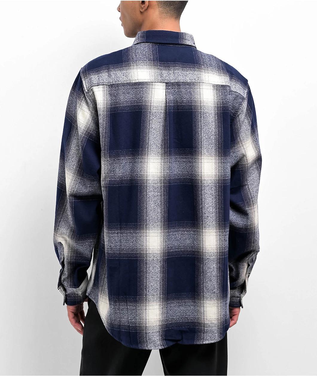 Shaka Wear Navy Plaid Heavyweight Flannel Shirt Product Image