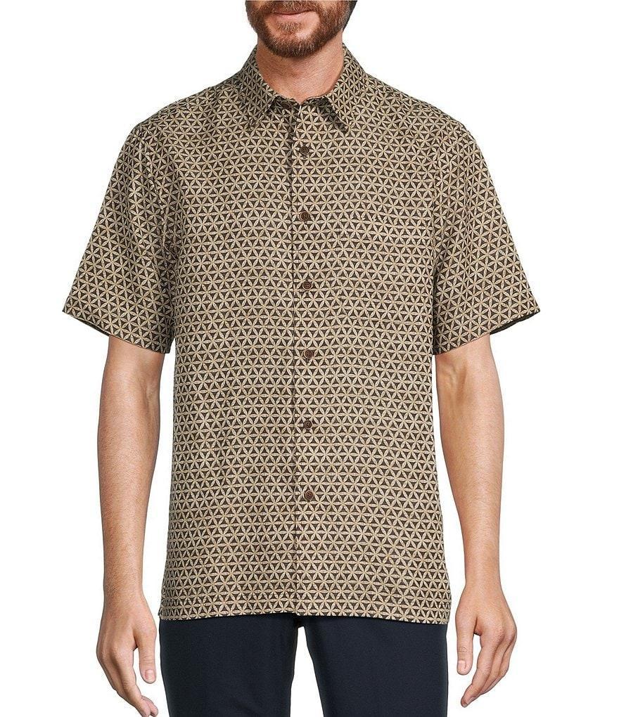 Roundtree & Yorke Short Sleeve Small Geometric Print Sport Shirt Product Image