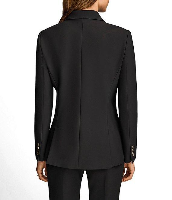 Donna Karan Ponte Double Breasted Flap Pocket Notch Lapel Blazer Product Image