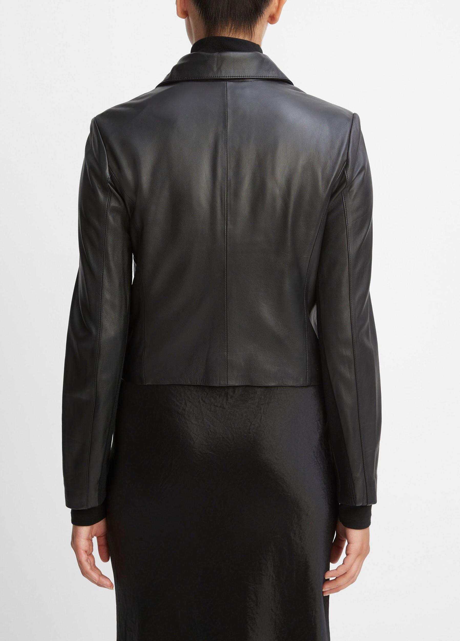 Leather Cross-Front Moto Jacket Product Image