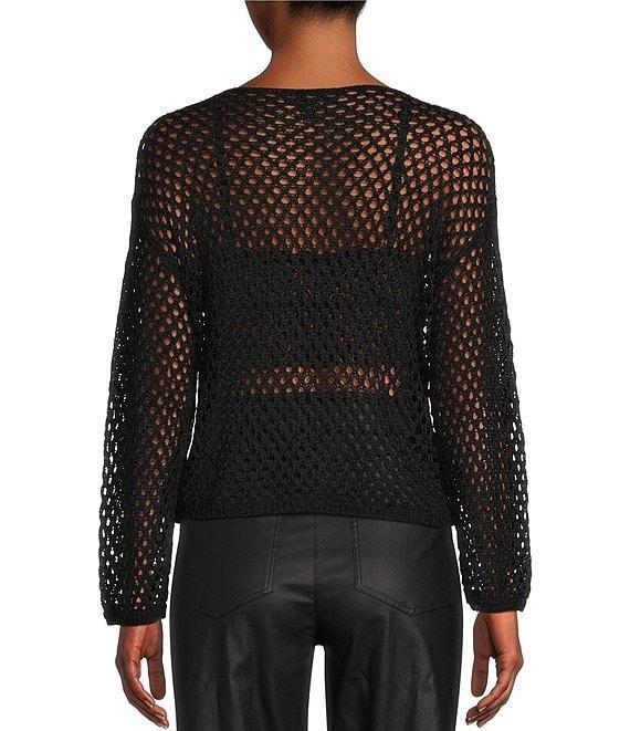 Say What Open Weave Boat Neck Dolman Long Sleeve Top Product Image