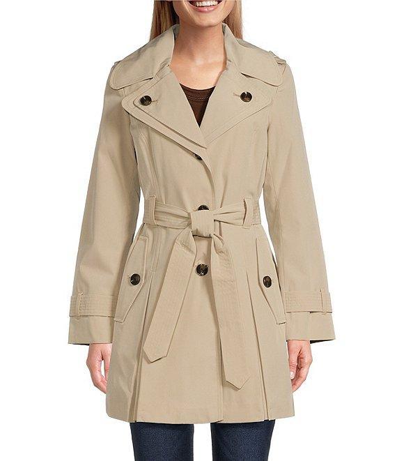 London Fog Single Breasted Double Lapel Belted Button Front Trench Coat Product Image