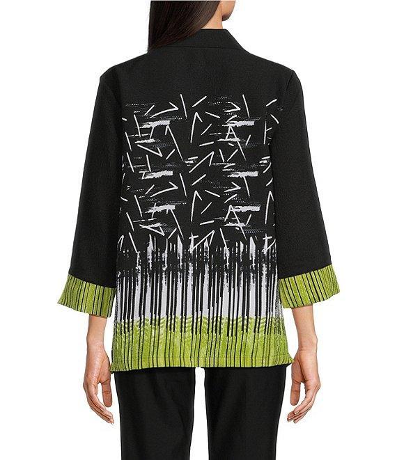 Ali Miles Abstract Print Point Collar 3/4 Sleeve Button-Front Tunic Product Image