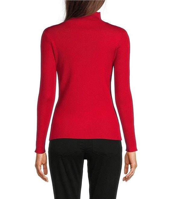 Calvin Klein Studded Mock Neck Long Sleeve Knit Top Product Image