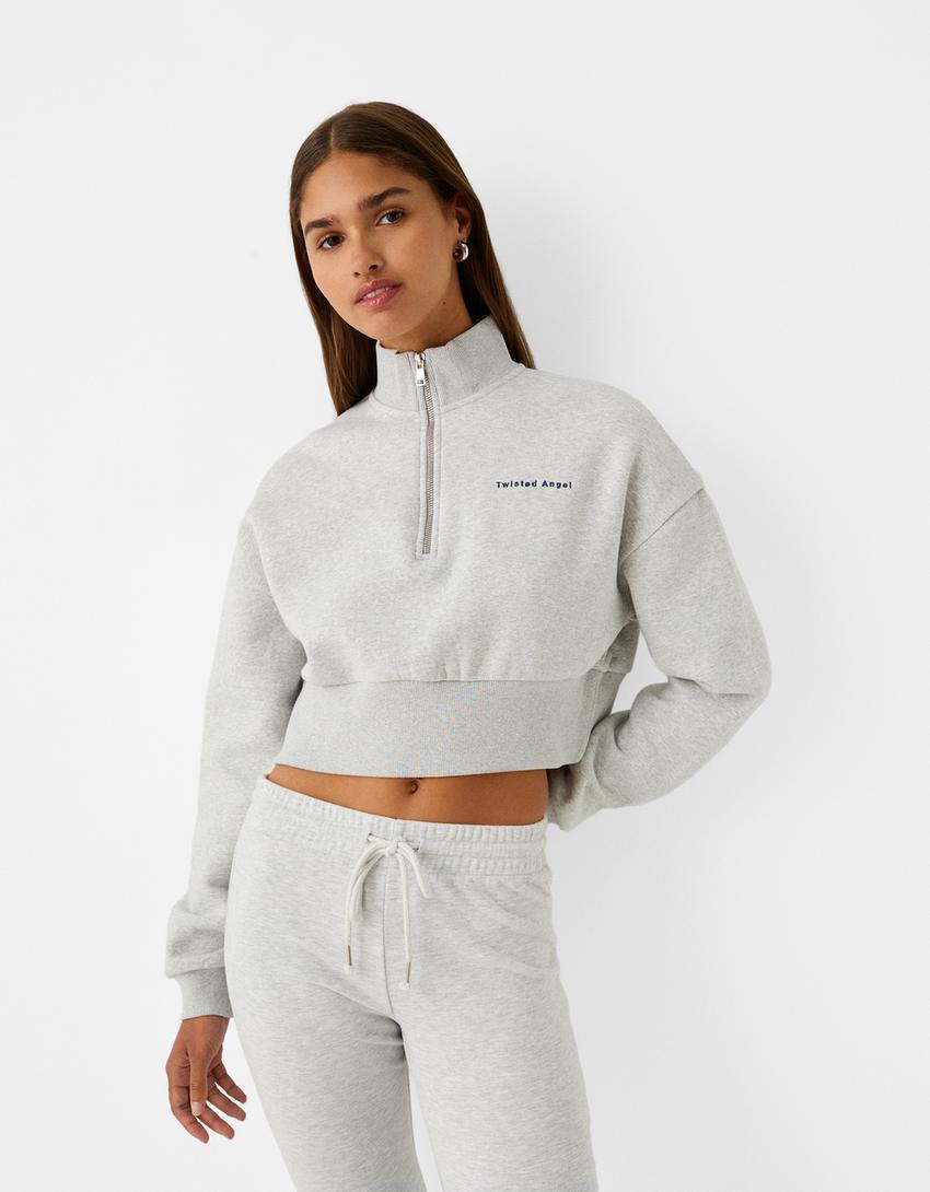 Zipped sweatshirt with embroidery Product Image