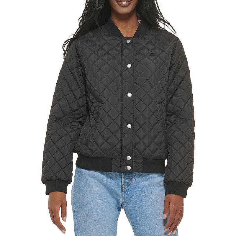 Womens Levis Diamond Quilted Bomber Jacket with Sherpa Lining Green Product Image