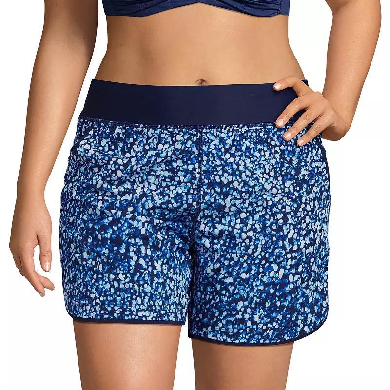 Plus Size Lands End 5 Quick Dry Swim Shorts With Panty, Womens Blue Gingham Product Image