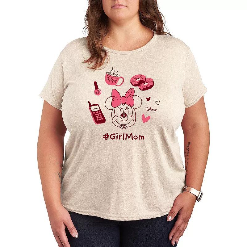 Disney's Minnie Mouse Plus Girl Mom Graphic Tee, Women's, Size: 2XL, Beige Product Image