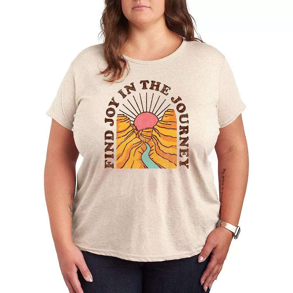 Plus Find Joy In The Journey Graphic Tee, Women's, Size: 3XL, Beige Product Image