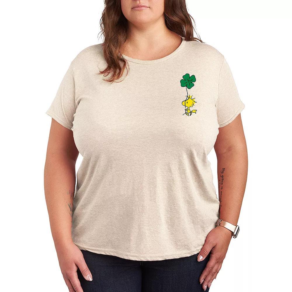 Plus Peanuts Woodstock Clover Graphic Tee, Women's, Size: 4XL, Beige Product Image