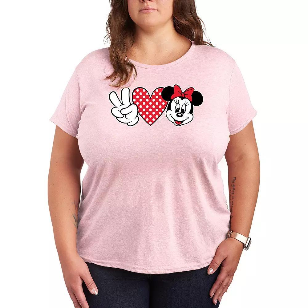 Disney's Minnie Mouse Plus Peace Love Graphic Tee, Women's,  Product Image