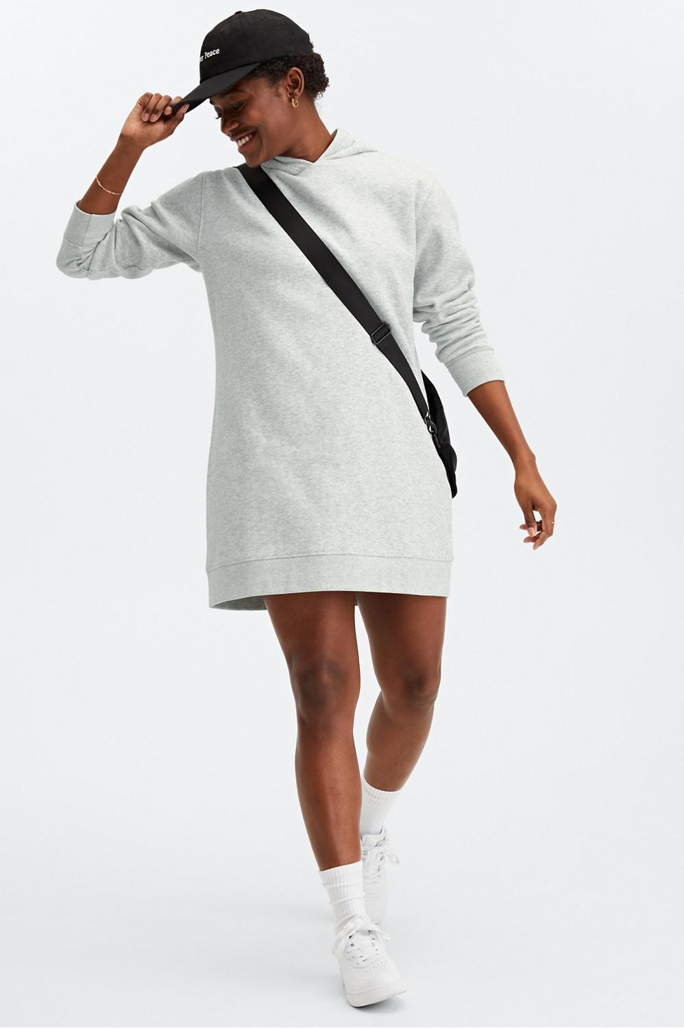 Fabletics April Hooded Dress Womens Light Grey Heather plus Size 3X Product Image