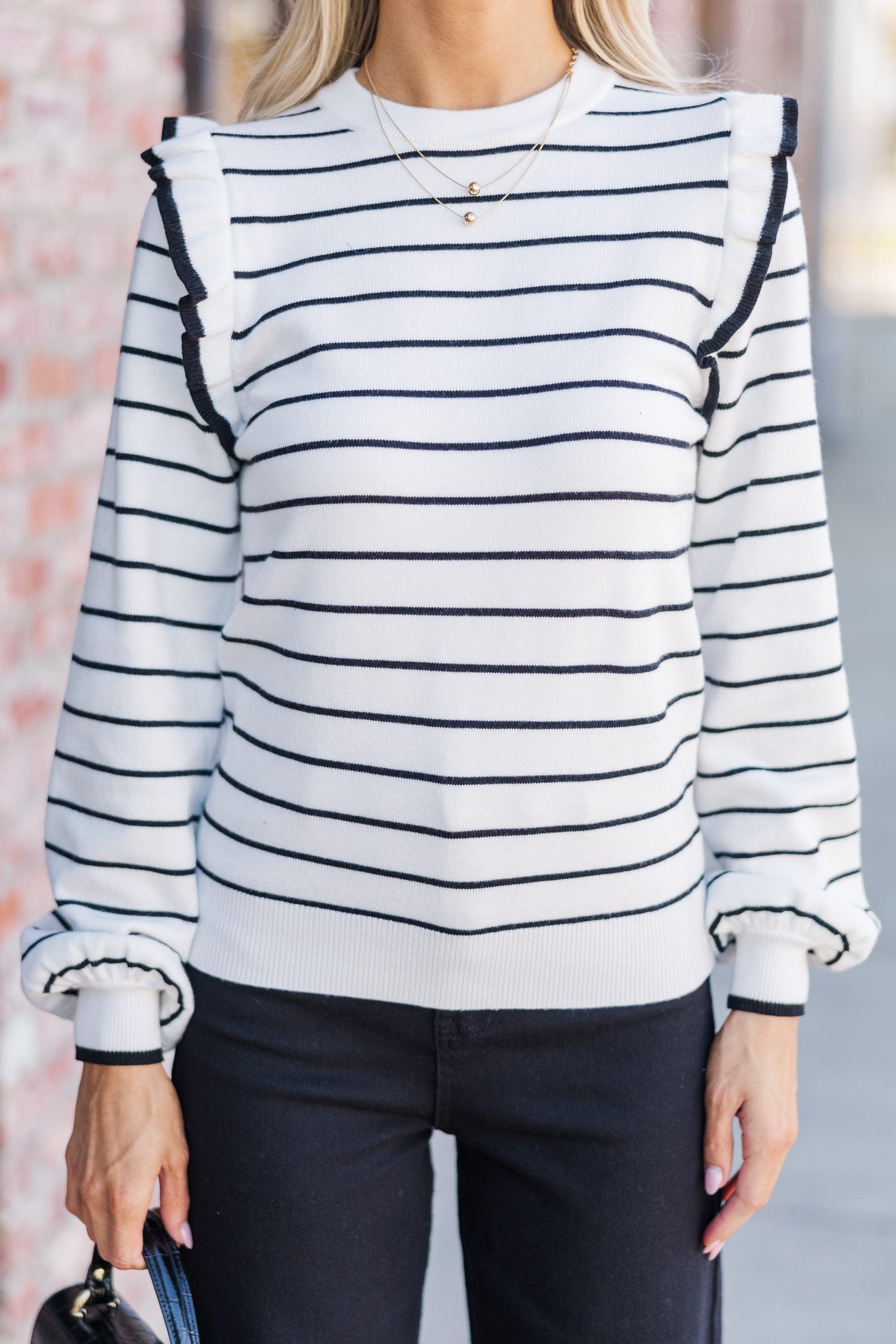 Let You Win Cream/Black Striped Sweater Female Product Image